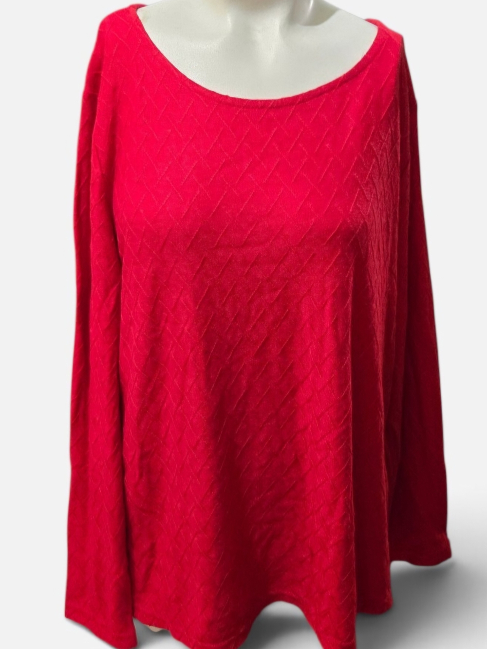 Mario Serrani Italy Red Textured Knit Tunic Sweater Long Sleeve Women's Large